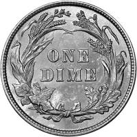 (1915) Монета США 1915 год 10 центов   Дайм Барбера Серебро Ag 900  VF